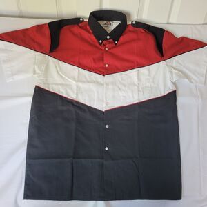 Speed Zone Race Gear Track Safety Shirt Men L Red White Black Racing Pit Crew